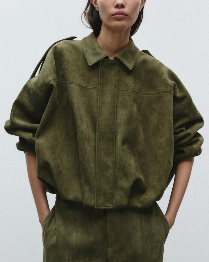 Ronja | Wildleder Jacke Oversized Reißverschluss