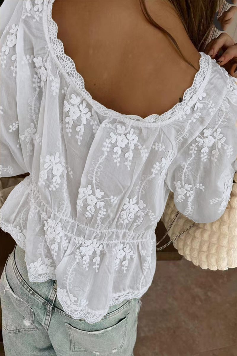 Serena | Leichter Cardigan Transparent Bestickt Langarm
