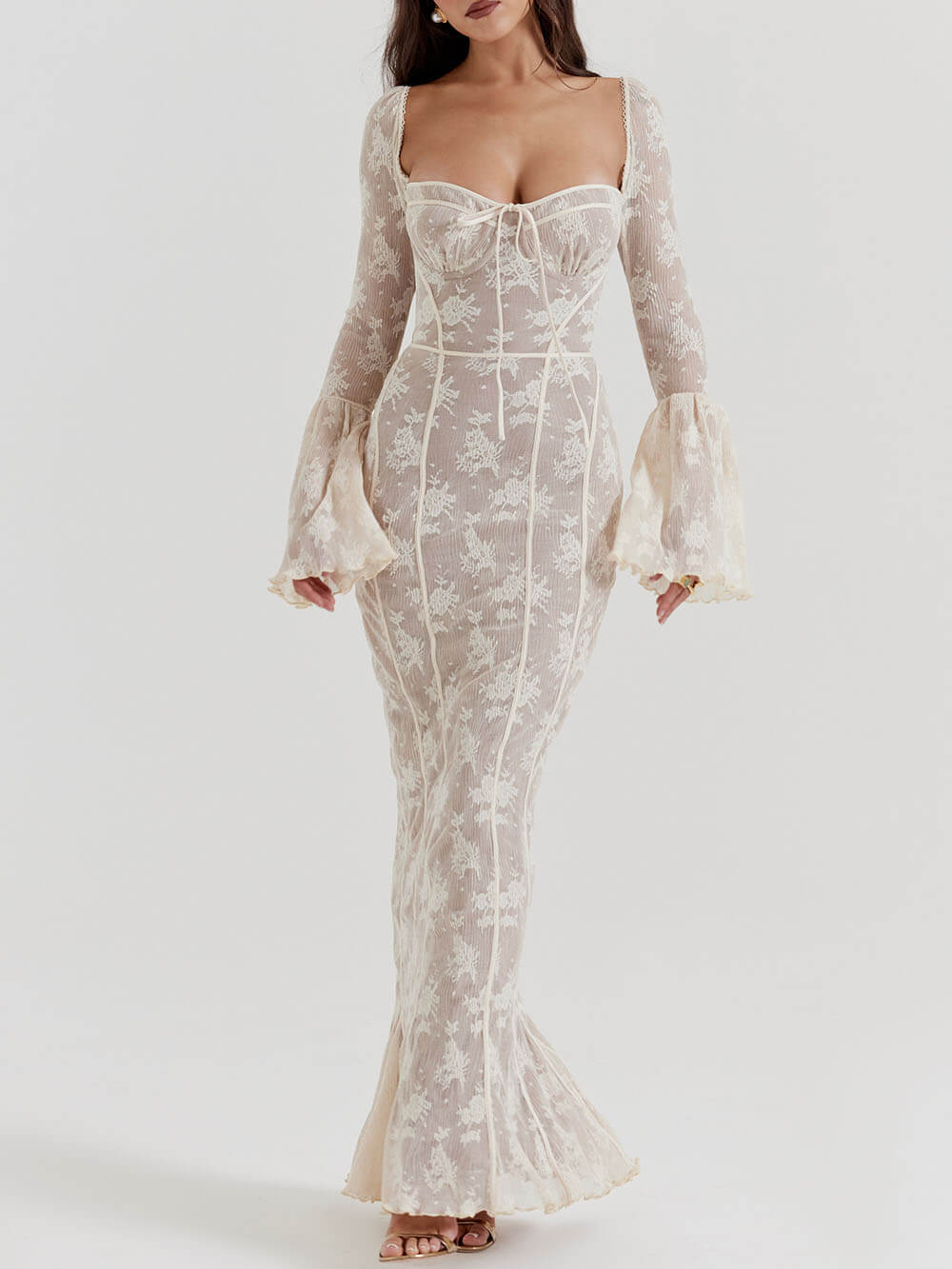 Zalviera | Maxikleid Spitze Rückenfrei Schlitz