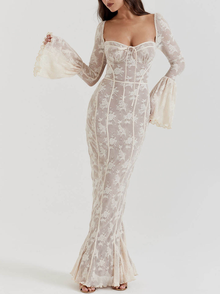 Zalviera | Maxikleid Spitze Rückenfrei Schlitz