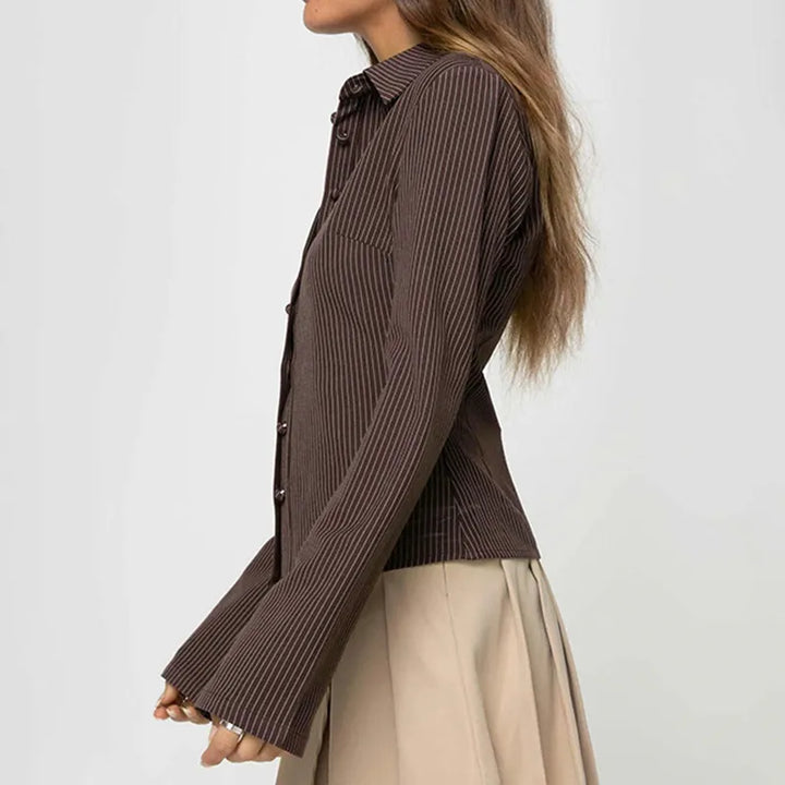 Mila | Vintage Bluse Retro Elegant Langarm Muster