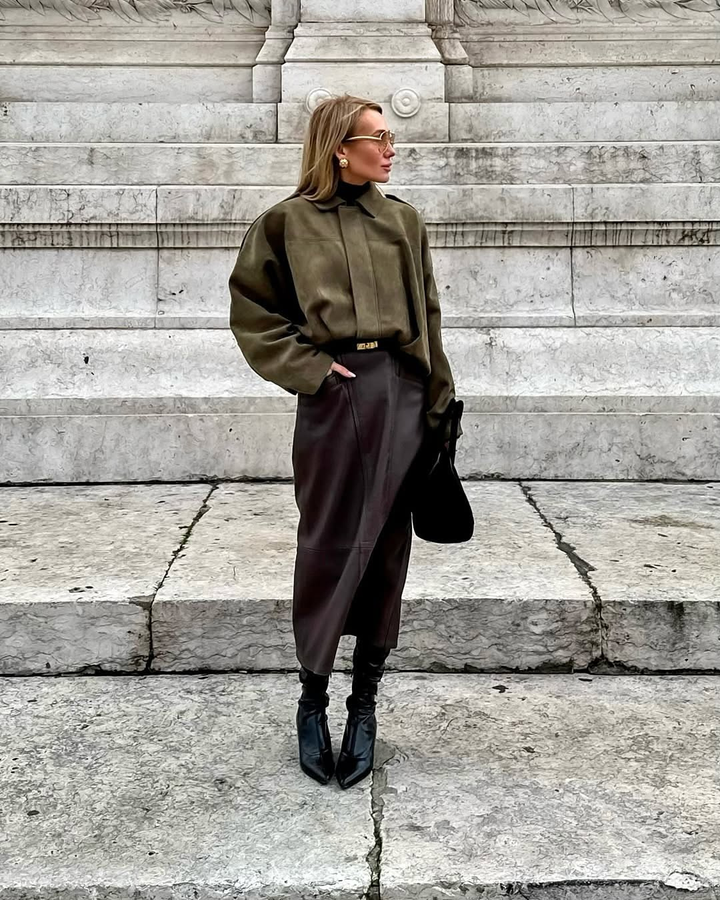 Ronja | Wildleder Jacke Oversized Reißverschluss