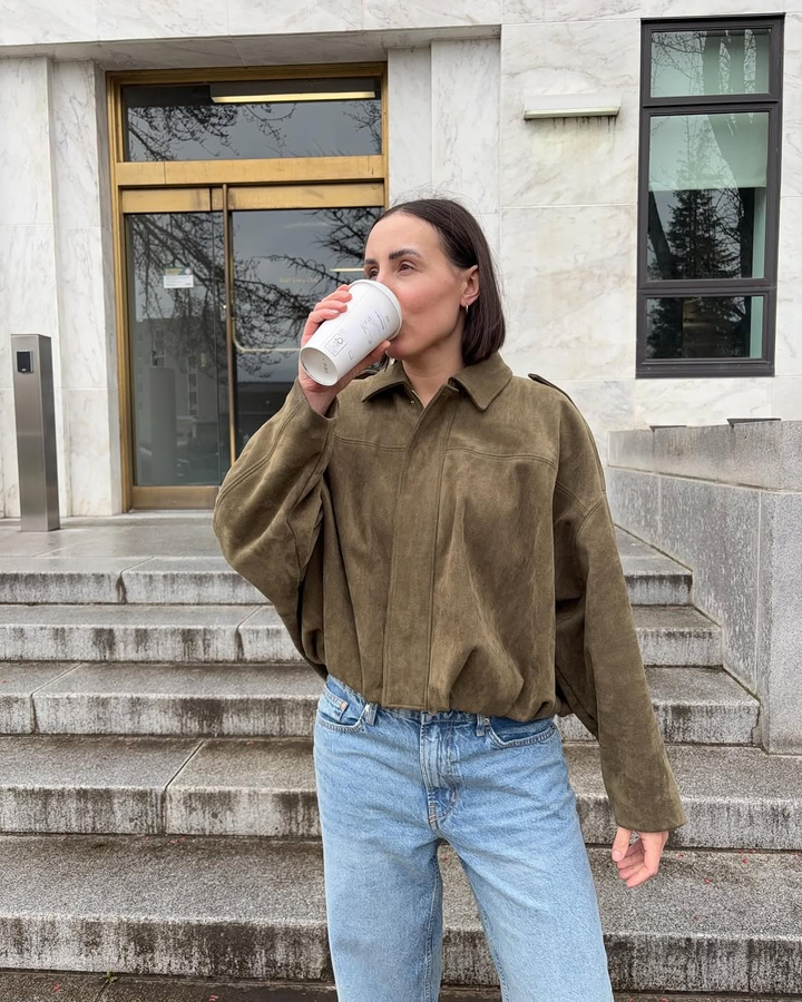 Ronja | Wildleder Jacke Oversized Reißverschluss