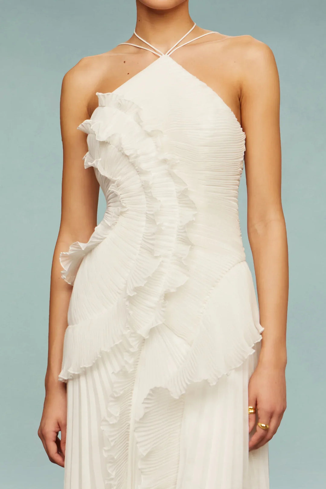 Zeraphine | Maxikleid Rüschen Plissee Rückenfrei