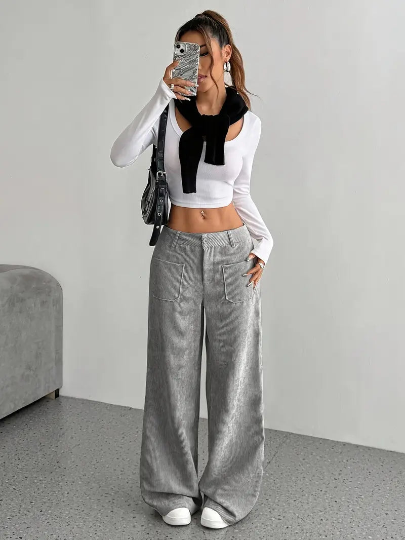Corvella | Cordhose Wide Leg High Waist