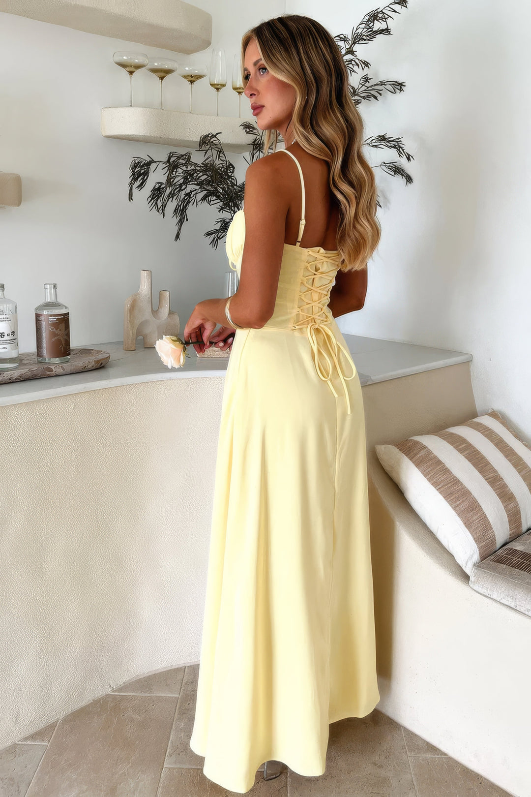 Almira | Maxikleid Sommer V-Ausschnitt Schlitz leicht