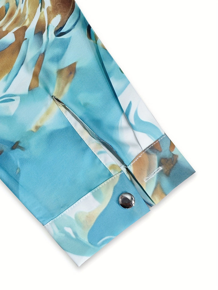 Valeria | Bluse Langarm Abstract Muster Hemd Kragen