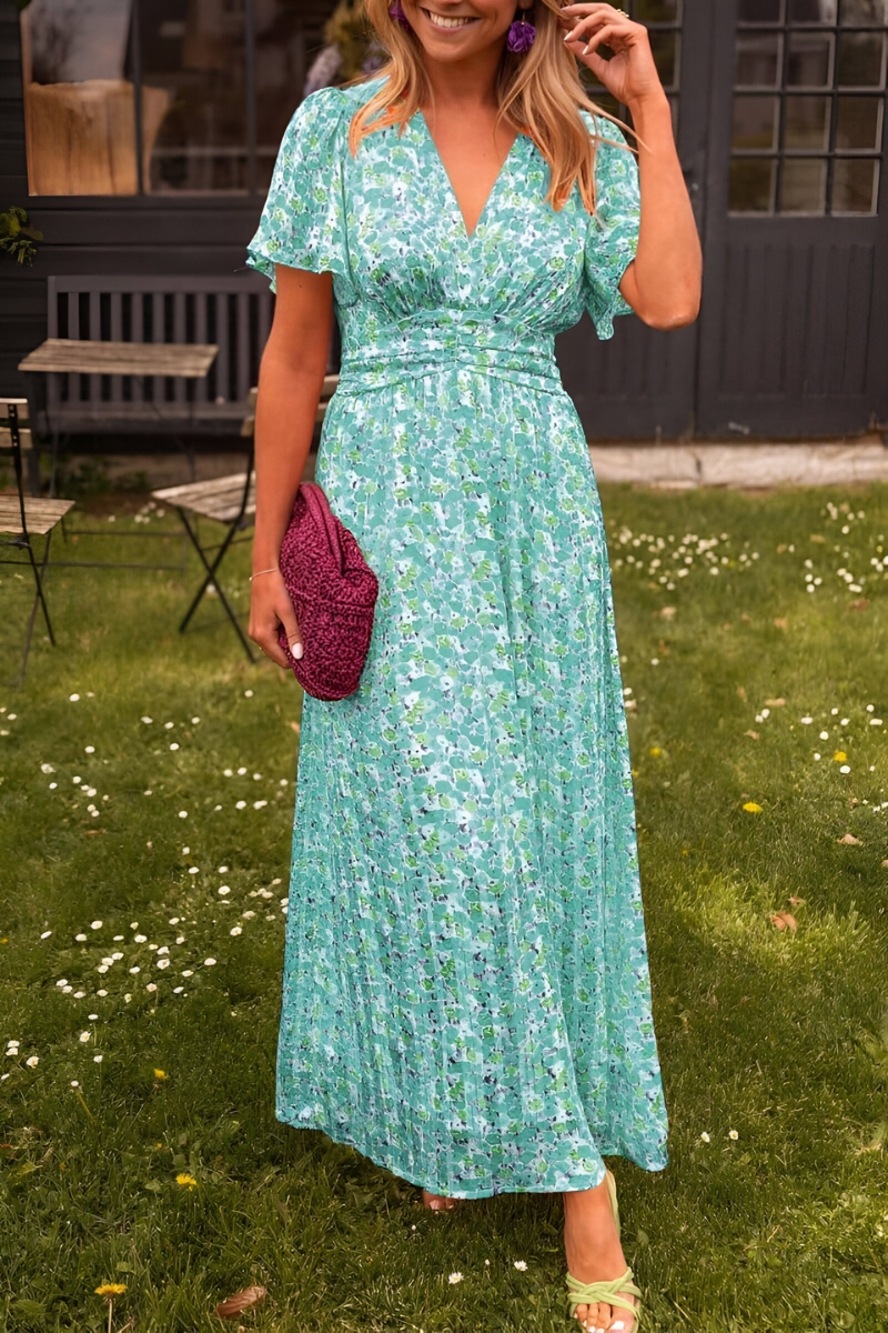 Luvra | Maxikleid V-Ausschnitt Geblümt Fließend