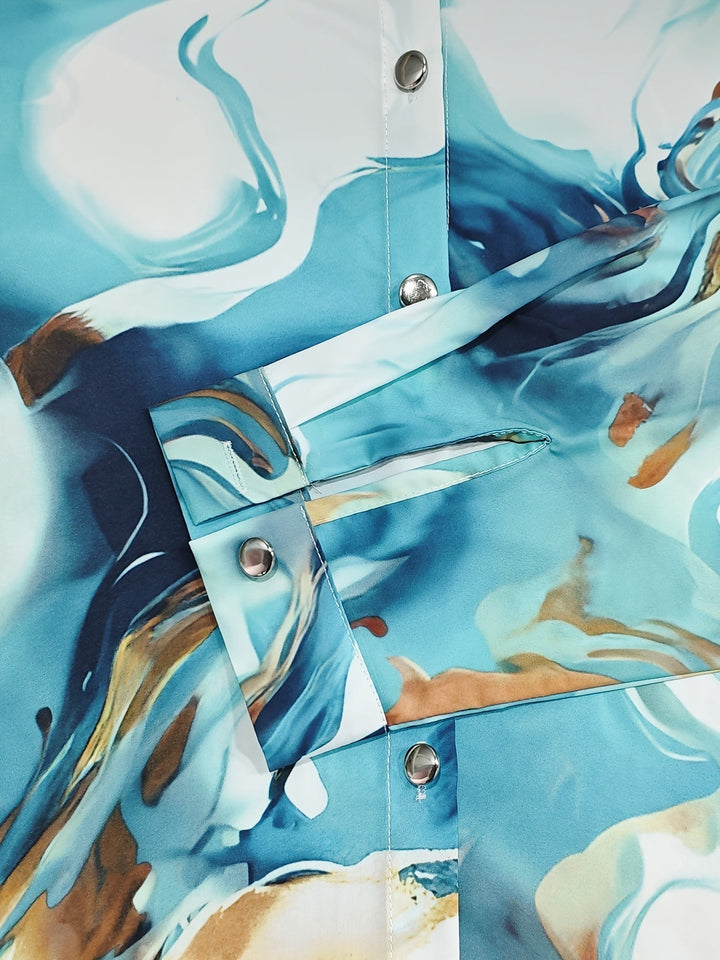 Valeria | Bluse Langarm Abstract Muster Hemd Kragen