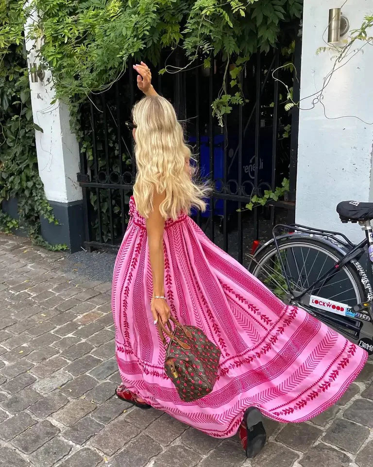 Nerina | Maxikleid A-Linie Sommer V-Ausschnitt fließend