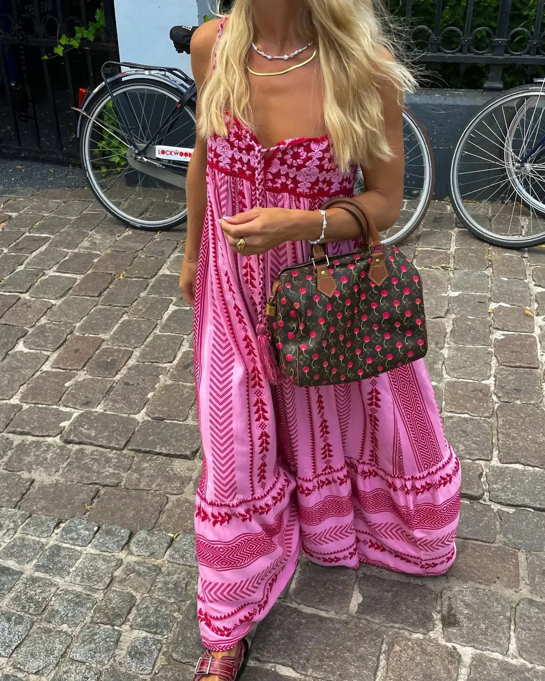 Nerina | Maxikleid A-Linie Sommer V-Ausschnitt fließend