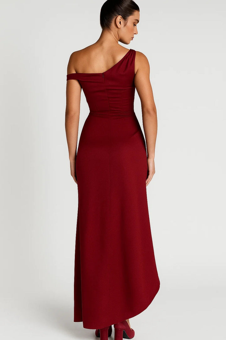 Lorissa | One Shoulder Maxikleid Drapiert mit Schlitz