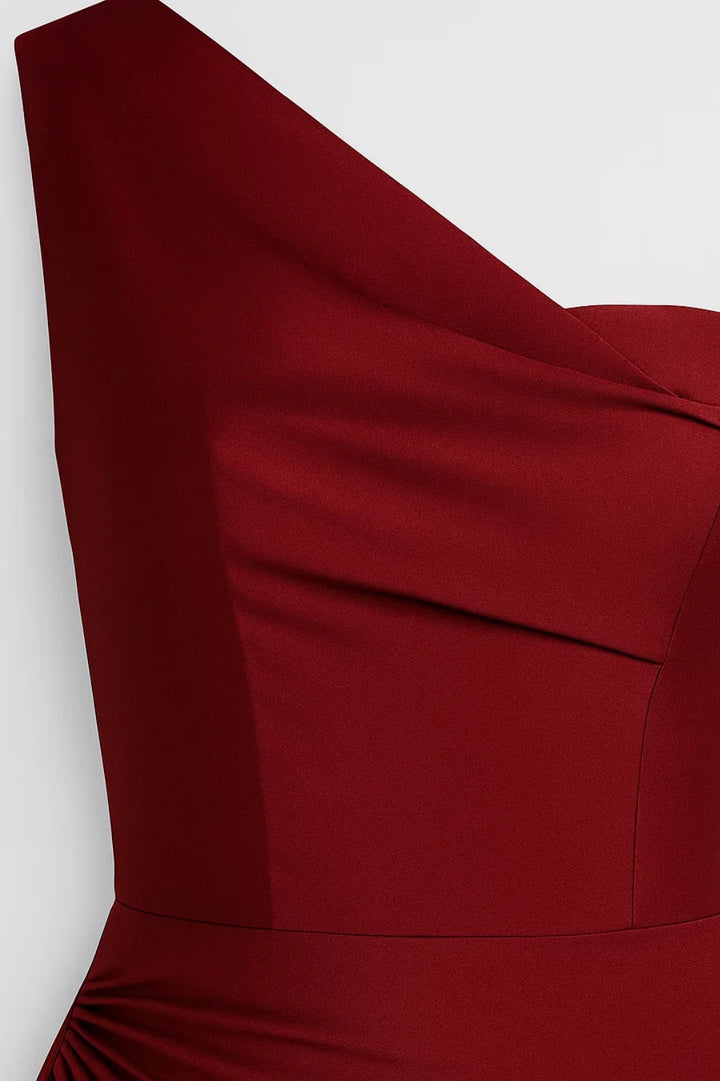 Lorissa | One Shoulder Maxikleid Drapiert mit Schlitz