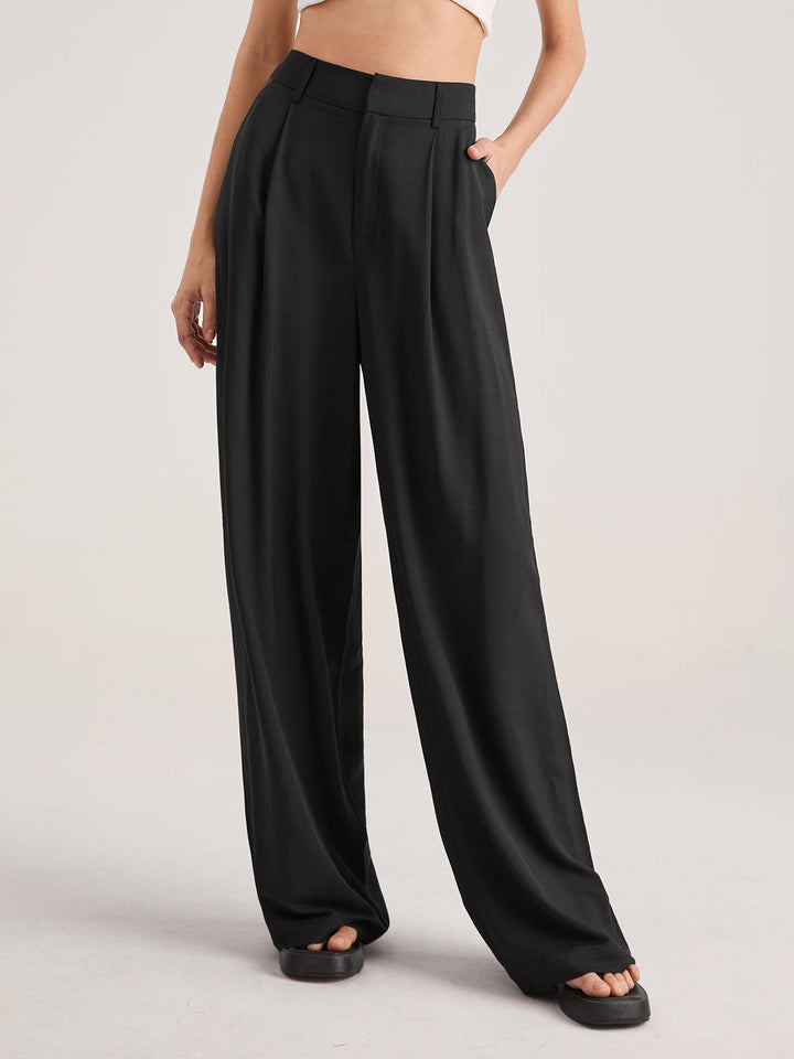 Yareli | Hose High Waist Falten vorne weit