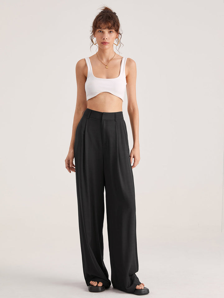 Yareli | Hose High Waist Falten vorne weit