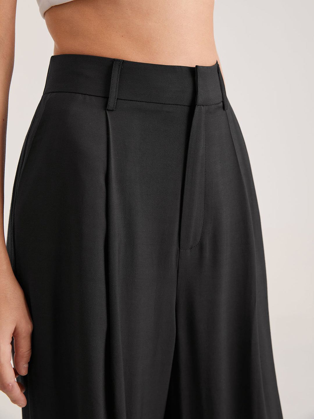 Yareli | Hose High Waist Falten vorne weit