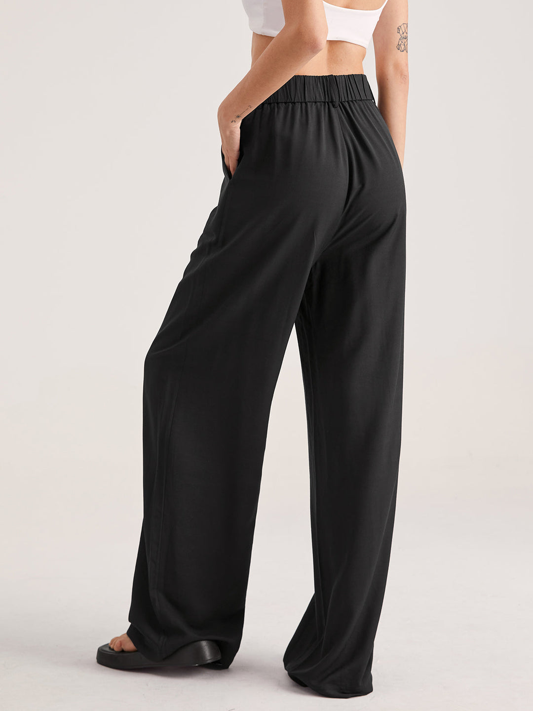 Yareli | Hose High Waist Falten vorne weit