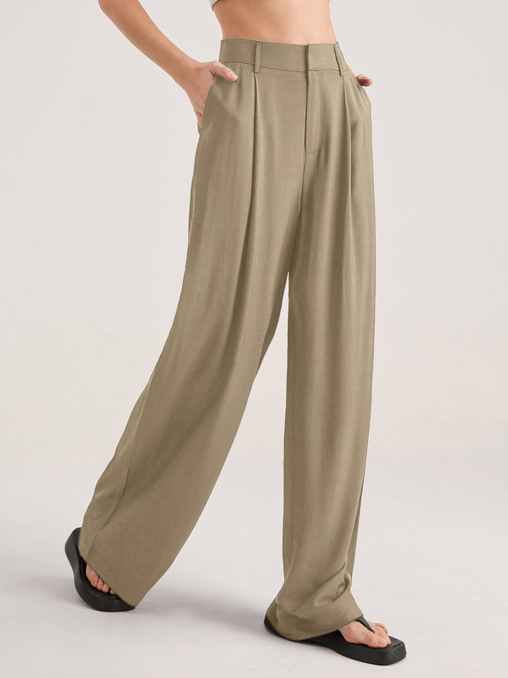 Yareli | Hose High Waist Falten vorne weit