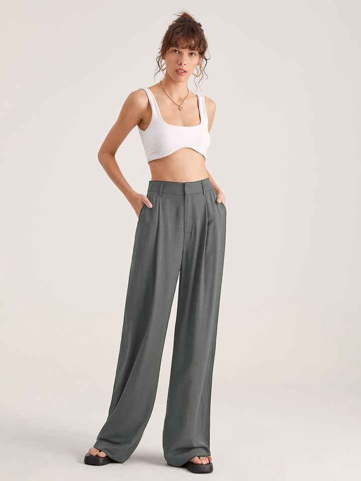 Yareli | Hose High Waist Falten vorne weit