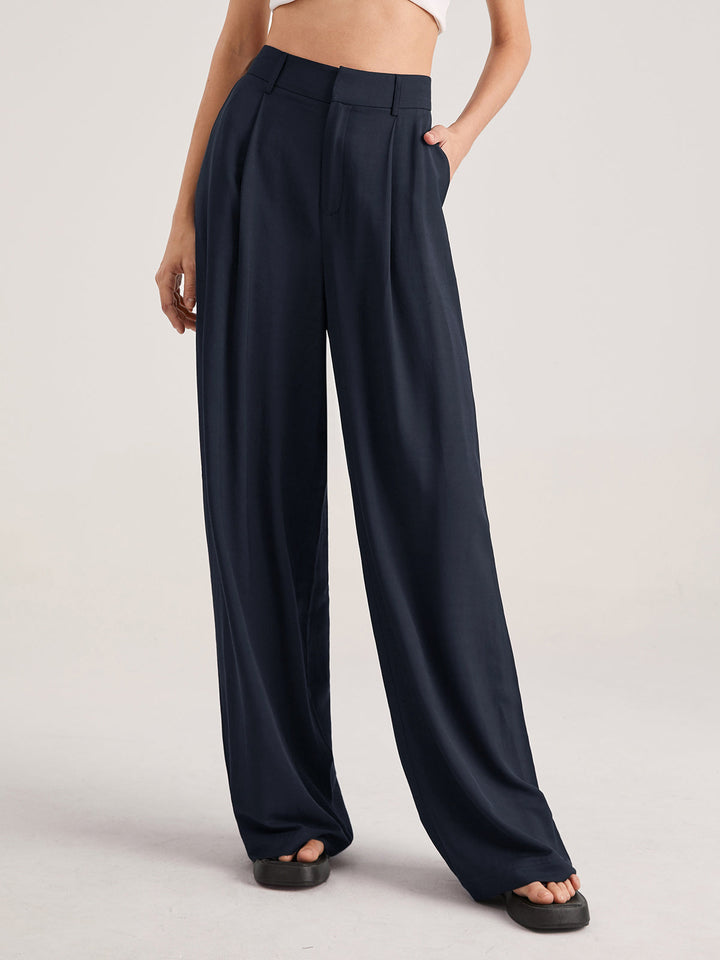 Yareli | Hose High Waist Falten vorne weit