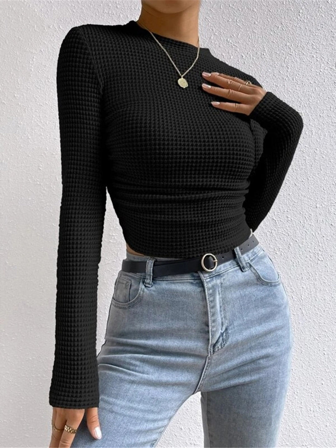 Orviane | Waffel Strickpullover figurbetont