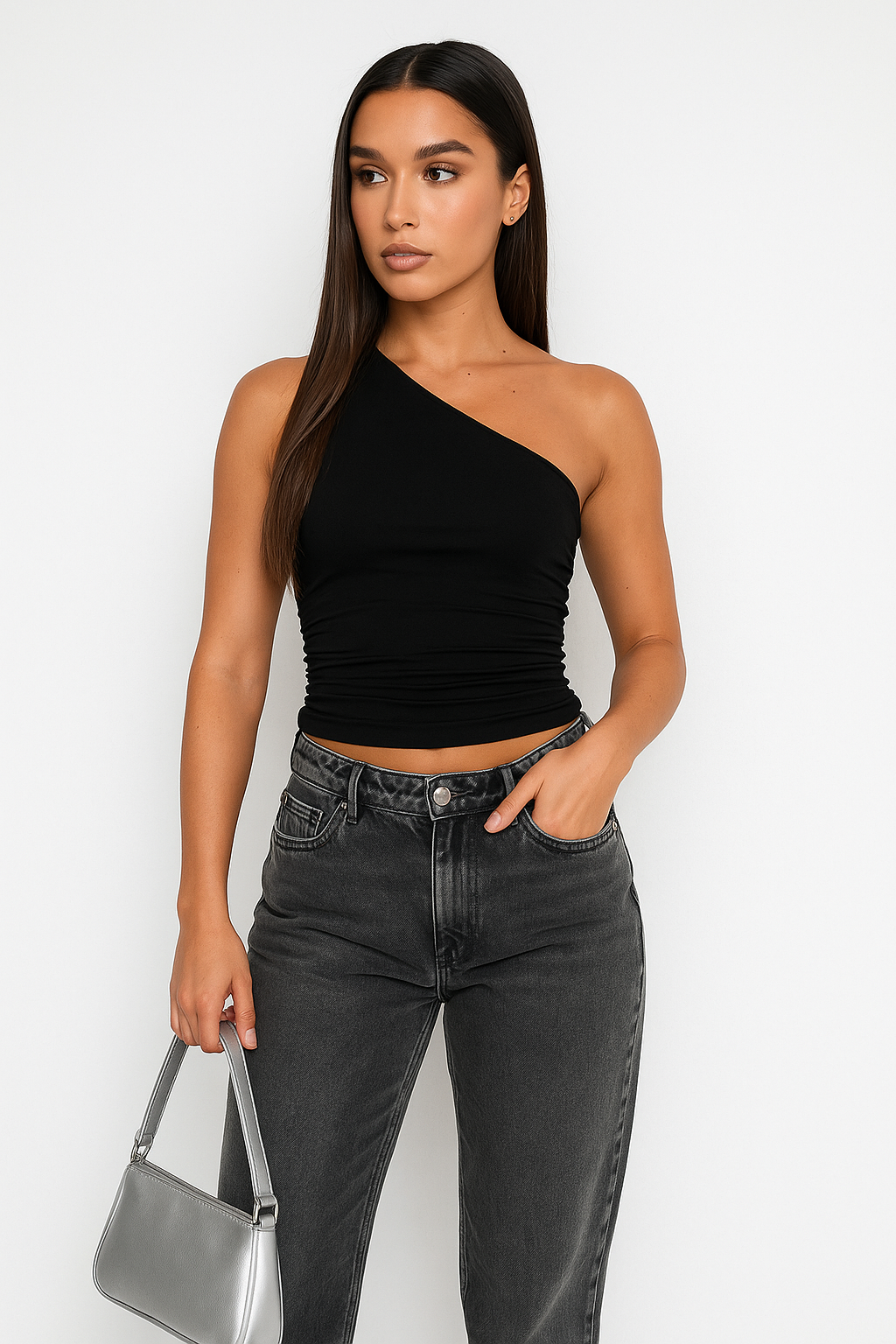 Elvani | Top One Shoulder asymmetrisch ärmellos