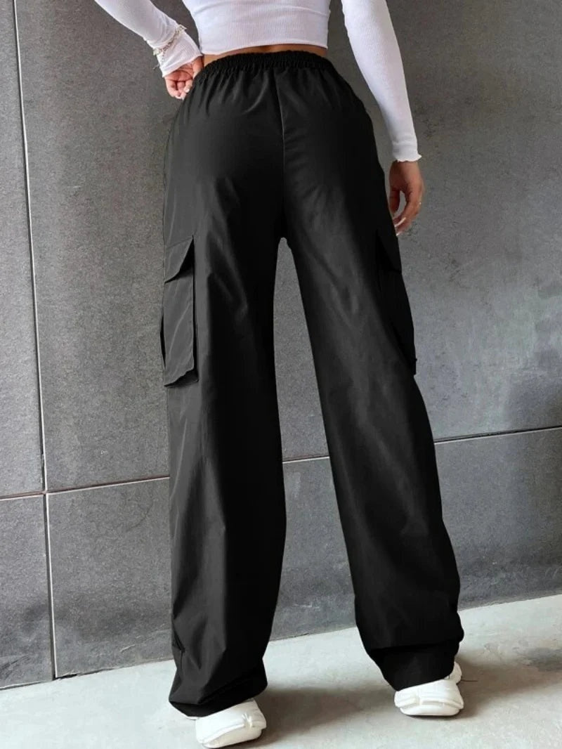 Elva | Cargo Weithose High Waist Elastikbund Baumwolle