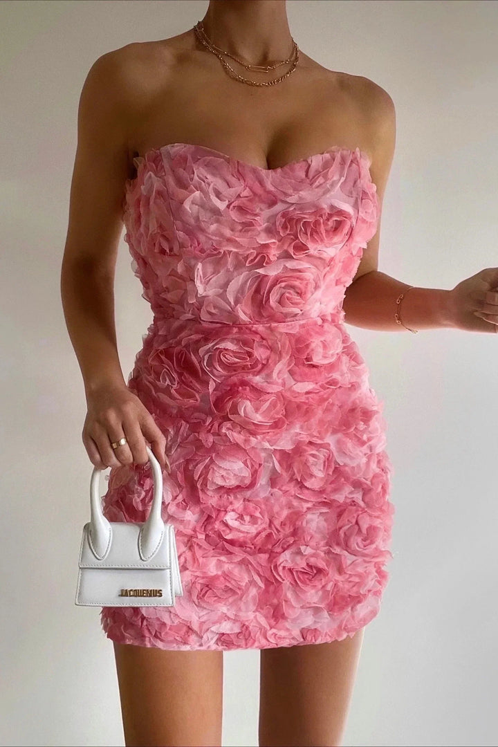 Zirelle | Strapless Minikleid Blumen Sommer Elegant