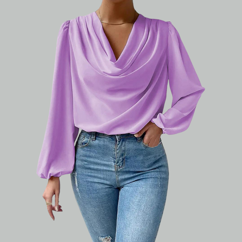 Celina | Chiffon Bluse Damen Langarm Locker Leicht