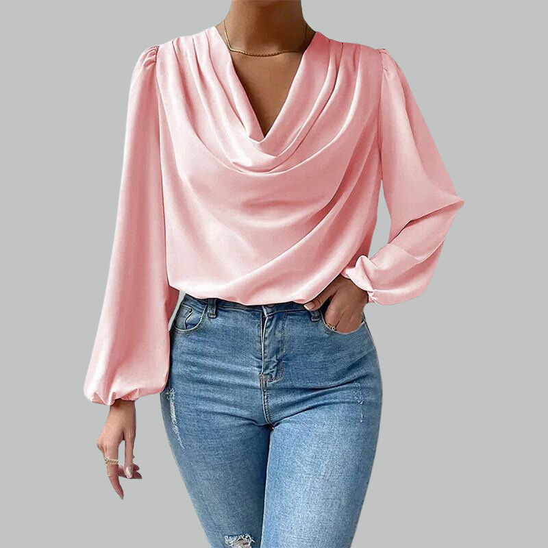 Celina | Chiffon Bluse Damen Langarm Locker Leicht