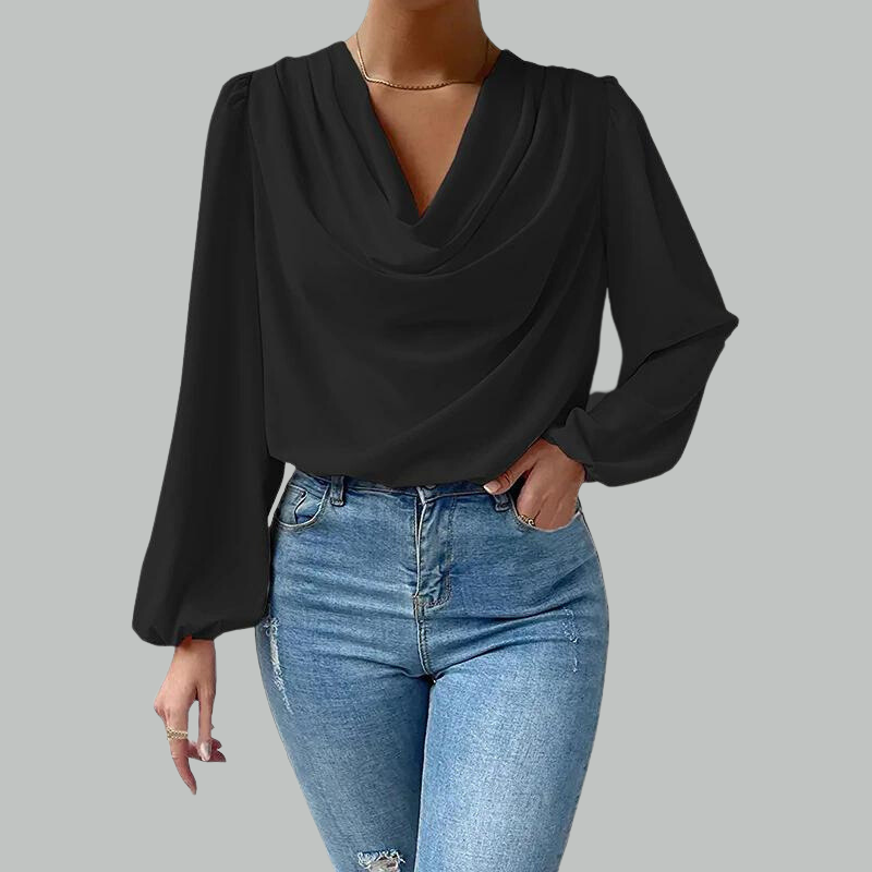 Celina | Chiffon Bluse Damen Langarm Locker Leicht