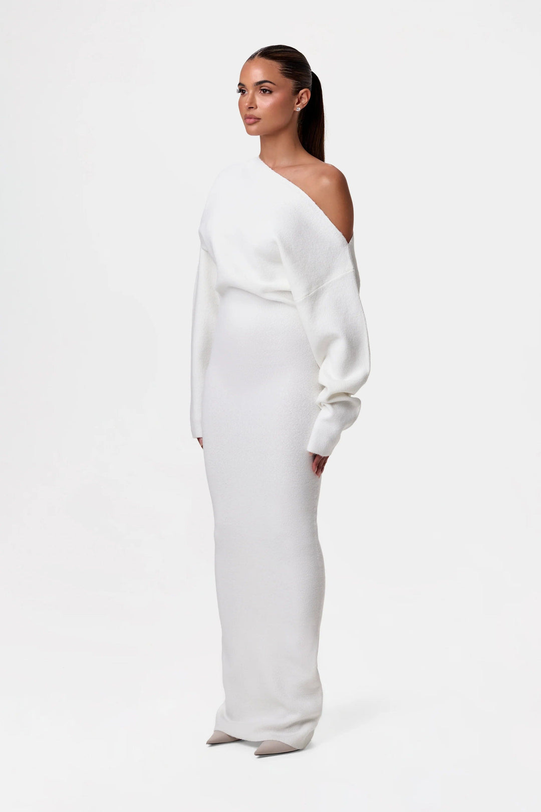 Camilla | Maxikleid Strick langarm figurbetont Schlitz