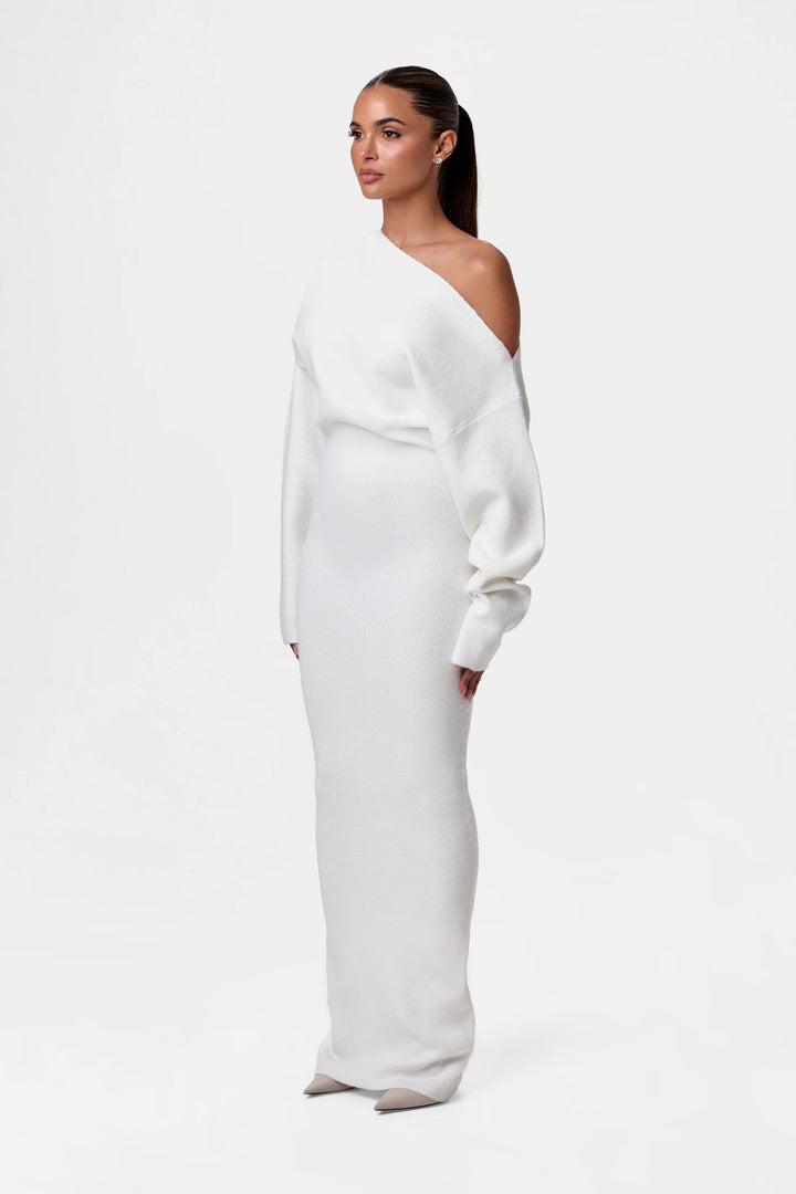 Camilla | Maxikleid Strick langarm figurbetont Schlitz