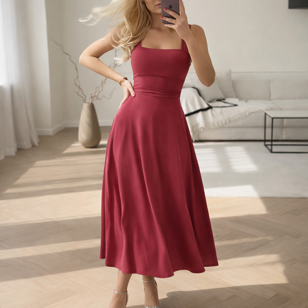 Valentina | Elegantes plissiertes Chiffon Kleid