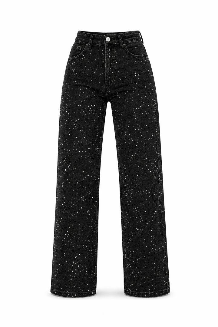 Velmira | High Waist Jeans Gerade Glitzer
