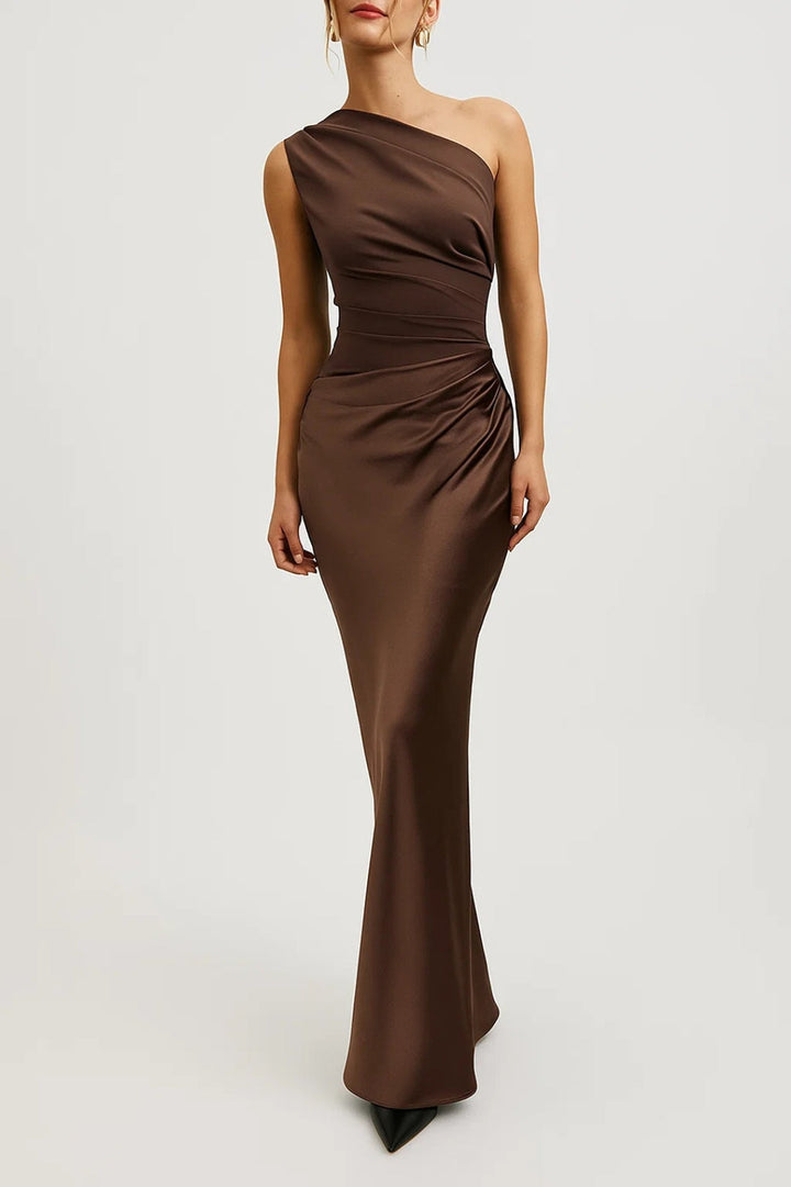 Calyra | One Shoulder Maxikleid Drapiert Figurbetont