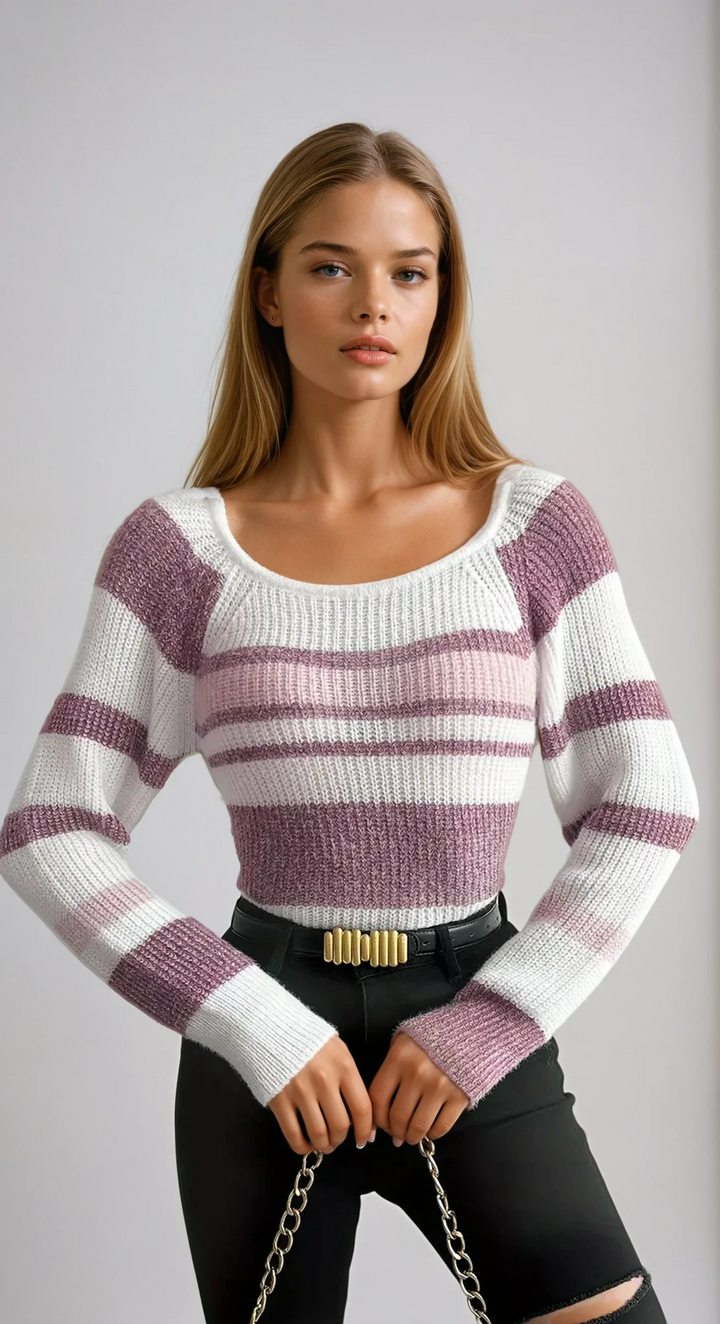 Virelune | Strickpullover gestreift Colorblock figurbetont