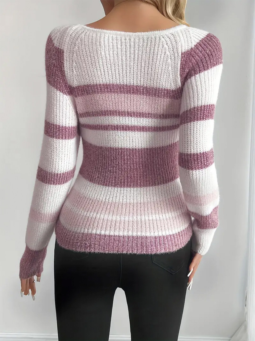 Virelune | Strickpullover gestreift Colorblock figurbetont