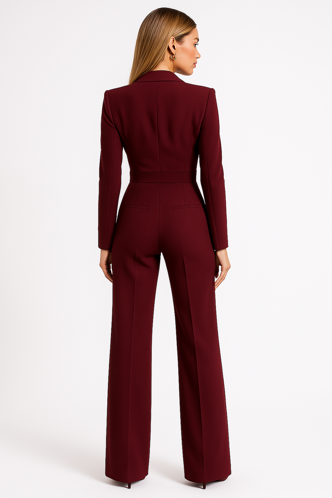 Dreva | Jumpsuit Wickeloptik Langarm Weite Beine