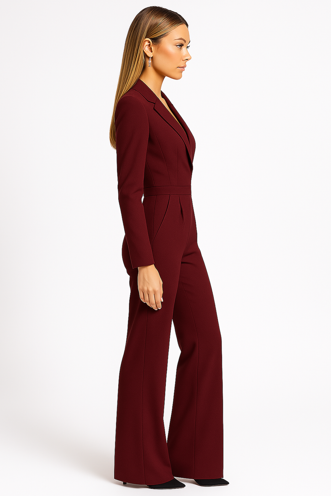 Dreva | Jumpsuit Wickeloptik Langarm Weite Beine