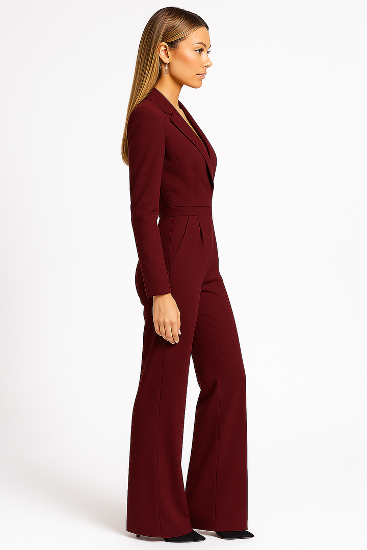 Dreva | Jumpsuit Wickeloptik Langarm Weite Beine
