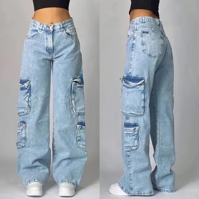 Wilda | Wide Leg Cargo Jeans High Waist Seitentaschen