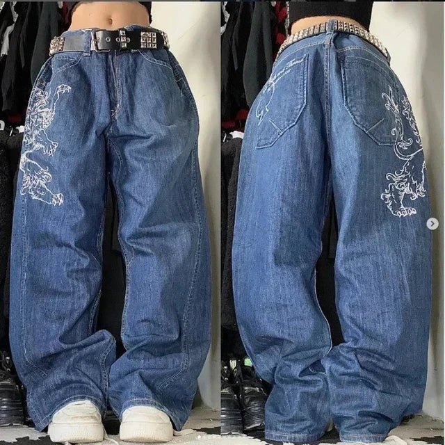 Wilda | Wide Leg Cargo Jeans High Waist Seitentaschen