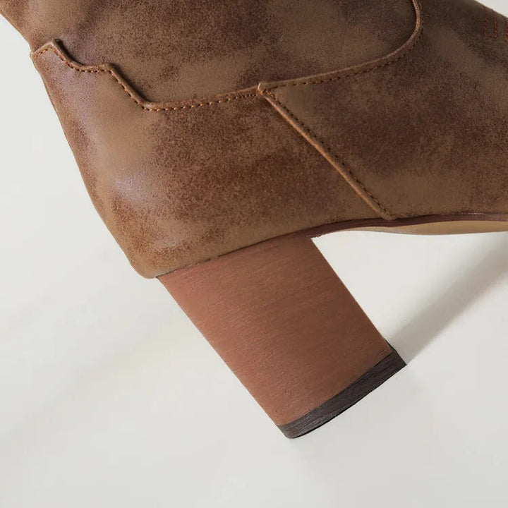 Edeltraud | Cowboy Stiefel Kniehoch Stickerei Kunstleder Blockabsatz