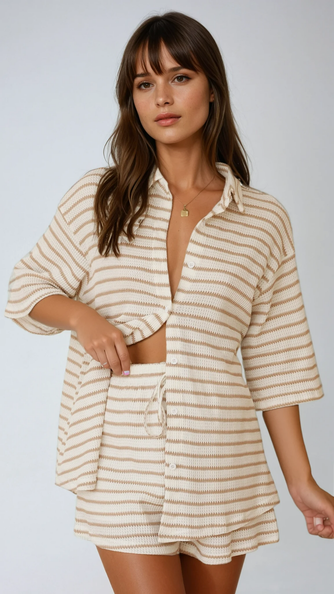 Alina | Baumwolle Zweiteiler Shirt und Shorts kurzarm