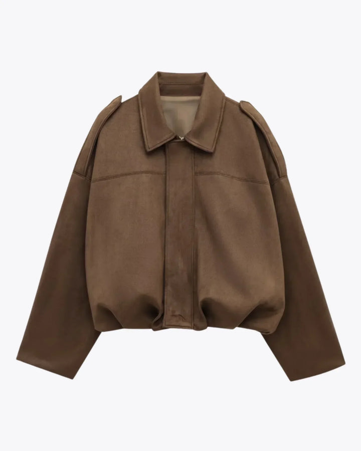 Ronja | Wildleder Jacke Oversized Reißverschluss