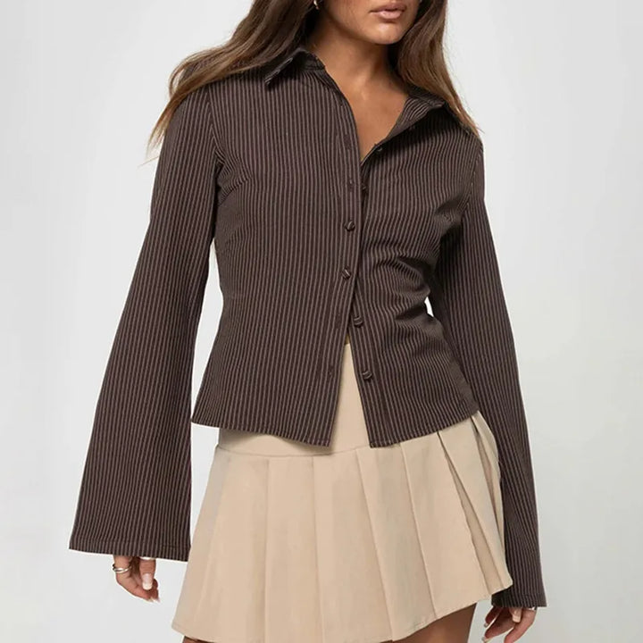 Mila | Vintage Bluse Retro Elegant Langarm Muster