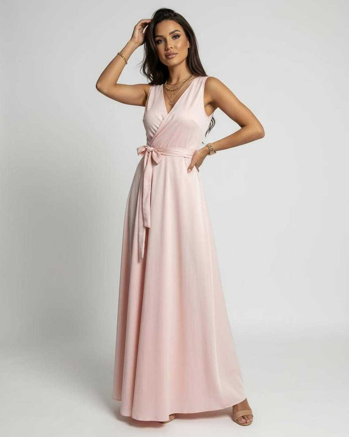 Aurelia | Maxikleid Rüschen V-Ausschnitt Schlitz fließend