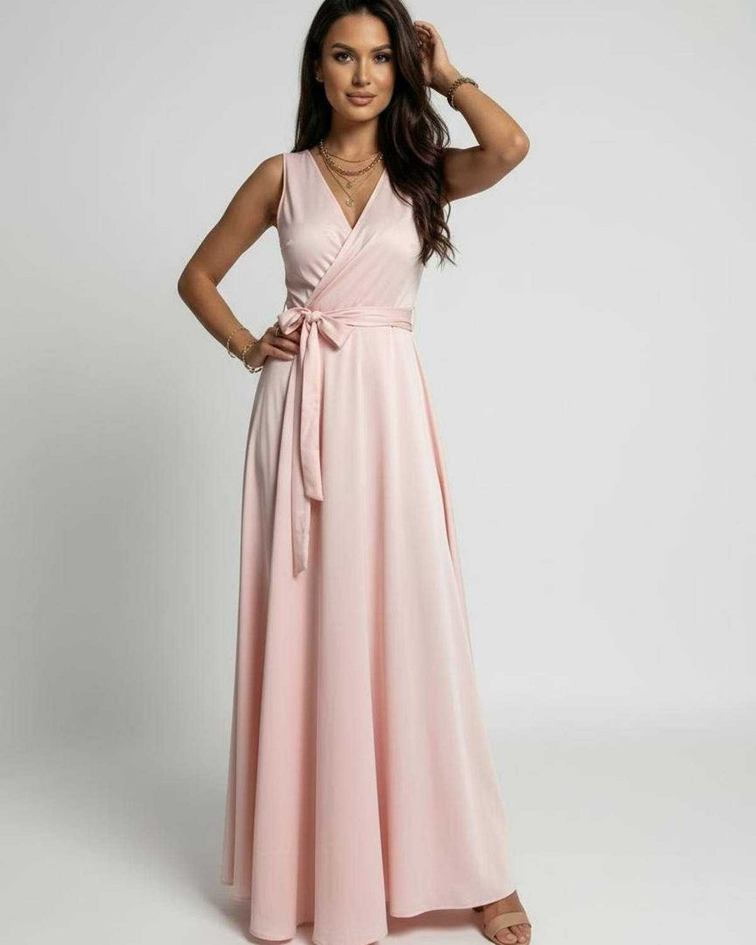 Aurelia | Maxikleid Rüschen V-Ausschnitt Schlitz fließend