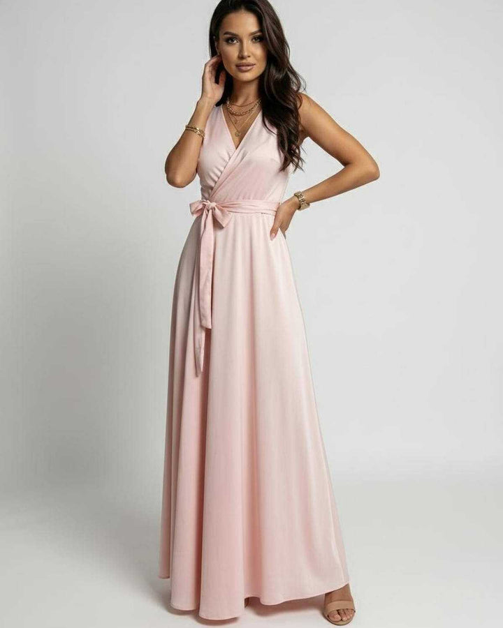 Aurelia | Maxikleid Rüschen V-Ausschnitt Schlitz fließend